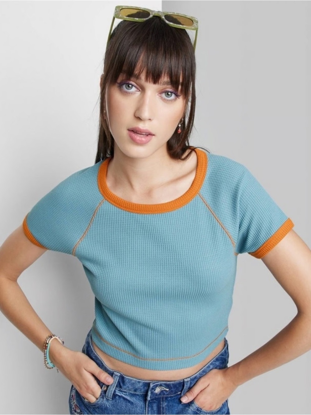 Target Blue Crop Top with Orange Trim